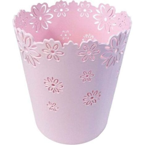 Corbeille à papier en forme de fleur creuse en plastique non couverte (S – Rose) (1/5)