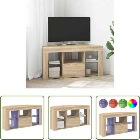 Eckschrank - Eck-LED-TV-Schrank Sonoma-Eiche 100 x 40 x 50 cm Holzwerkstoff (1/5)