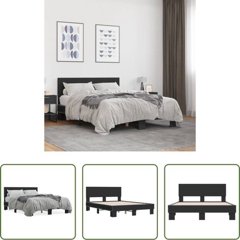 vidaXL Metall Bettgestell -  Bettgestell Schwarz 140x190 cm Holzwerkstoff und Metall (1/5)