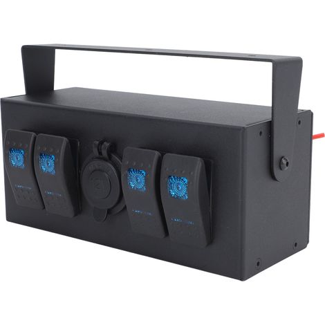 Panneau interrupteurs 4 fonctions 12-24V DC avec allume-cigare, rétroéclairage, pour bateaux, yachts, camping-cars, bus - Boîtier à bascule ON/OFF (1/5)