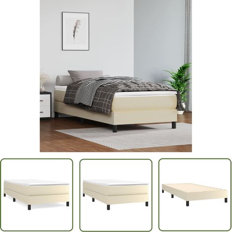 The Living Store Cadre de lit sans matelas crème 100x200 cm similicuir - Cadre De Lit - Lit Double - Similicuir - Lit Confortable - Literie (1/5)
