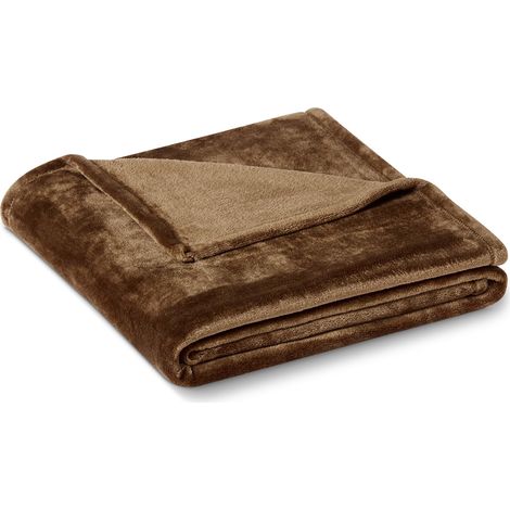 Plaid Polaire Doux et Duveteux, Plaid de Canapé Confortable Non Chauffant, 127cm x 152cm, Marron (1/5)