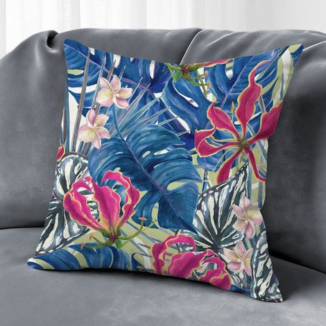 Housse de coussin papillon floral, décoration canapé-lit intérieur extérieur,40×40cm (1/5)
