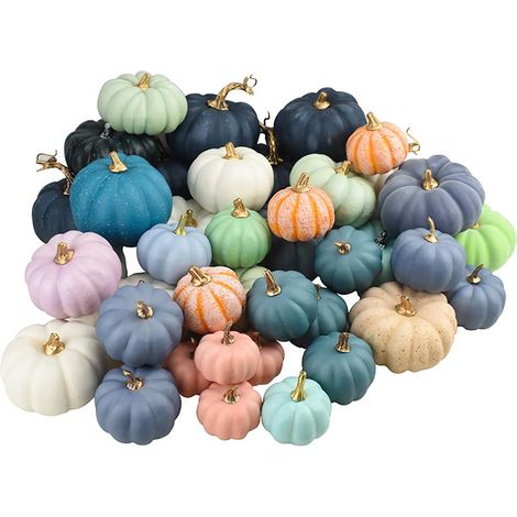 Lot de 16 citrouilles artificielles d'automne en mousse, idéales pour la décoration d'Halloween et de Thanksgiving. (1/5)