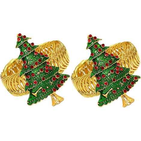 Lot de 2 Boucles de Rideau à Ressort Métalliques Décoratives Sapin de Noël Embrasse de Rideau Créative Rouge Festive Accessoires pour Rideaux de Chambre (1/5)