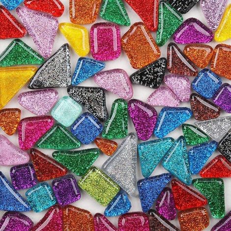 200g Tesselles en Colorées Irrégulière Carreaux de Mosaïque Verre Morceaux de Mosaïque, Décoration (1/5)