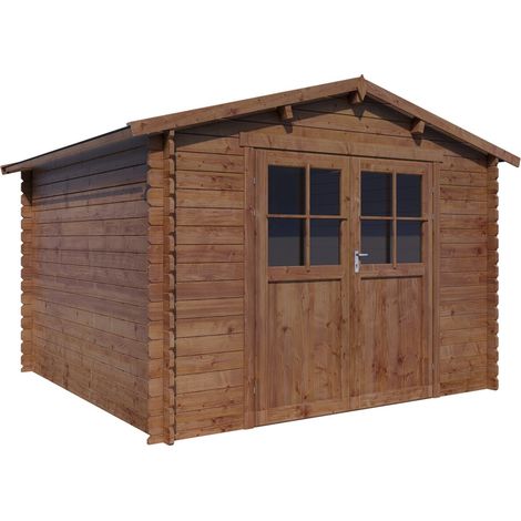 Abri de jardin en bois "Willow" - 9,3 m² - 28 mm - Marron (1/4)