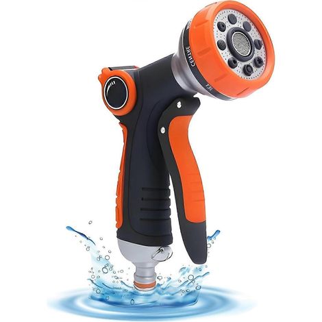 Garden Hose Spray Gun - 8 Adjustable Patterns, High-Pressure Nozzle for Plants, Lawns, Cars, Bikes, and Pets Bathing (1/5)
