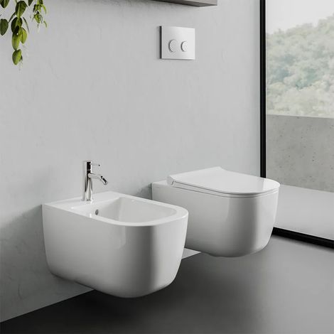 Sanitari sospesi Rimless Mirto scarico a parete e sedile soft close (1/5)