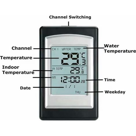 Termometro digitale galleggiante wireless di facile lettura per piscine, ideale per jacuzzi, acquari e bagni di ghiaccio - ALTRO (1/4)