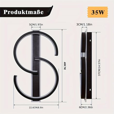 Plafonnier LED noir à intensité variable, 35 W, éclairage annulaire pour salon (1/5)