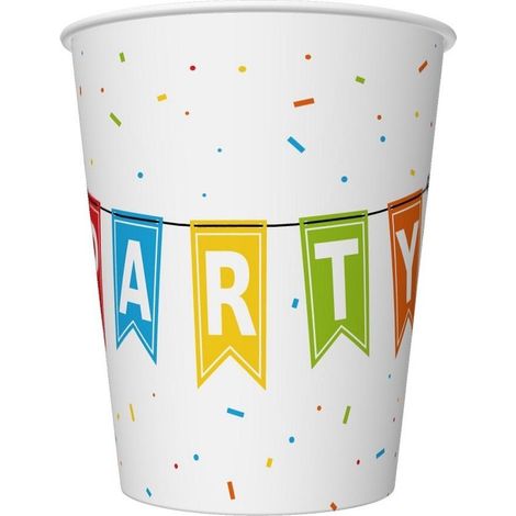 Vasos de papel de colores para fiestas, 250 ml, 6 unidades