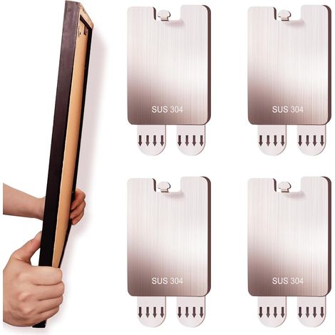 Lot de 4 crochets de suspension en métal pour cadre photo - Sans dommages à la peinture murale - Dents de scie - Sans clous (1/5)
