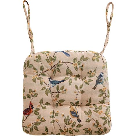 Coussins de chaise à motif d'oiseaux de ferme avec attaches, coussins de chaise moelleux et confortables en forme de U, antidérapants, pour chaises de salle à manger et de cuisine (blanc, 40 x 40 cm)