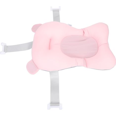 Coussin de bain bébé rose, support 3 points, tapis flottant antidérapant en maille, siège de baignoire pour nouveau-né et nourrisson, sans glisse. (1/5)