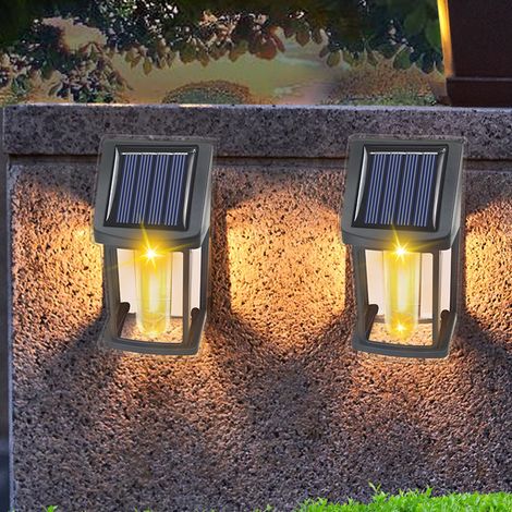 Applique solaire murale style rétro européen - Filament de tungstène - Étanchéité IP65 - Matériau ABS - Lot de 2 (1/5)