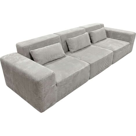 Sofá Modular Horizon 3 plazas Salón Comedor Gris Claro 307 cm (1/5)