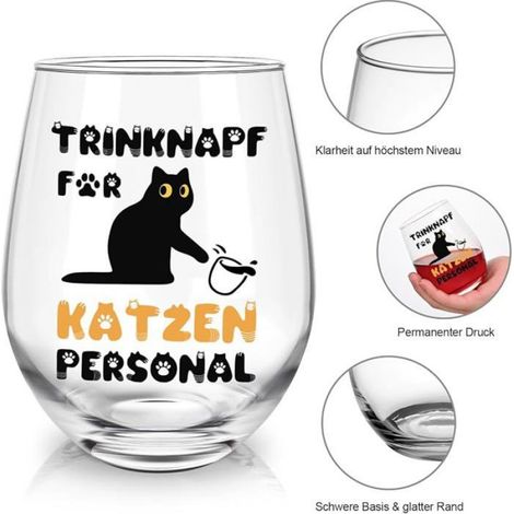 Verre à vin pour maman chat - Cadeau pour femme - Cadeau pour les amoureux des chats - Nol - Gamelle pour Chat Personnel MUG (1/5)