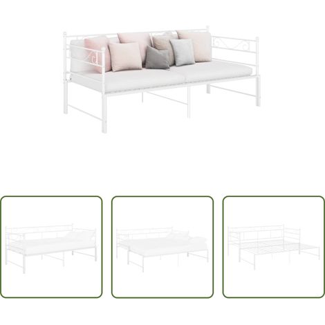 Canapé convertible -  Cadre de canapé-lit extensible sans matelas blanc 90x200 cm (1/5)