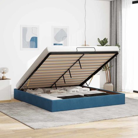 VidaXL Cadre de lit ottoman sans matelas bleu foncé 180x200 cm velours (1/5)