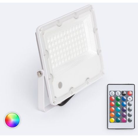 1 x Projecteur LED 50W, RGB avec télécommande IR, IP65 résistant aux intempéries, pour extérieur et événements