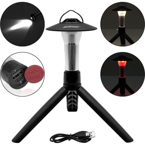 TRADE SHOP - Lanterna Torcia Da Campeggio Elettrica Ricaricabile Doppia Luce A Led 100lm Gancio Q-ly97 - (1/4)