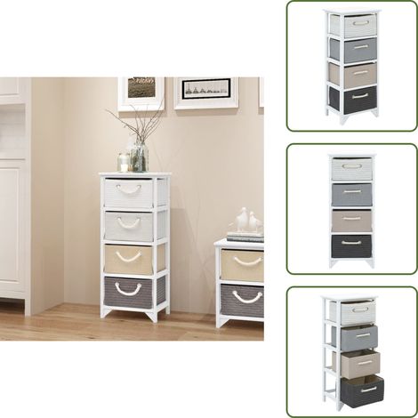 Beistellschrank mit 4 Körben Holz - Beistellschrank - Holzmöbel - Kommode - Aufbewahrungsbox - Sideboard