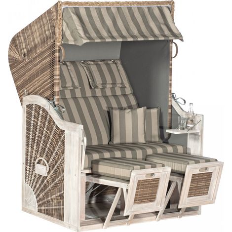 Strandkorb Rustikal 285 Z PE-KS mix-brown Pinie Icefl.Op