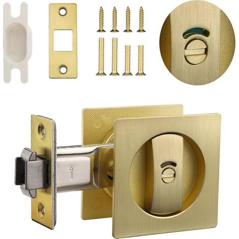 Speziell für Badezimmer entwickeltes goldenes Schiebetürschloss mit Anzeige, schlüssellosem Griff und universellem Design.