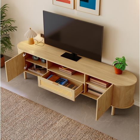 Mueble TV moderno 175 x 36 x 51 cm en MDF, color natural HAVRYA (1/5)