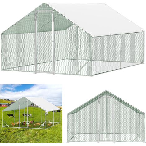 TolleTour Recinto para gallinero 3x4x2 m 12 m² - Malla para gallinas y conejos - Acero galvanizado resistente - Techo PE impermeable (1/5)