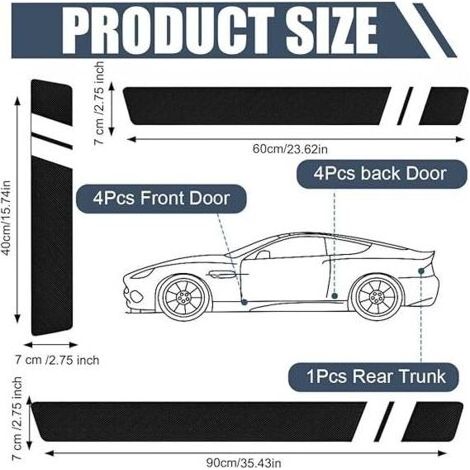 9-teiliges Einstiegsleisten-Set für Autos, Türschutzleisten, kratzfeste Universal-Einstiegsleisten, passend für die meisten Modelle (1/4)