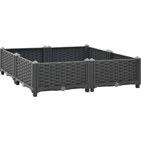 Jardinera de cama elevada plantas flores jardín 80 x 80 x 23 cm polipropileno gris oscuro 020000951 (1/5)