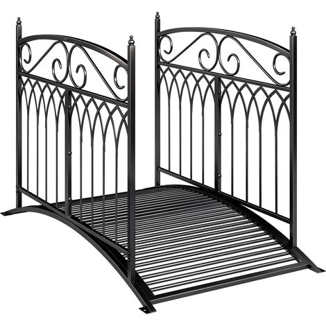 Pont de jardin en métal, 135,5 cm, pont pour bassin avec rambarde de sécurité, aspect antique, résistant à la rouille, montage facile (1/5)