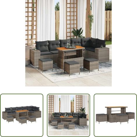 Poly-Rattan -  Garten-Sofa-Set 10 pcs Grau Poly-Rattan (1/5)