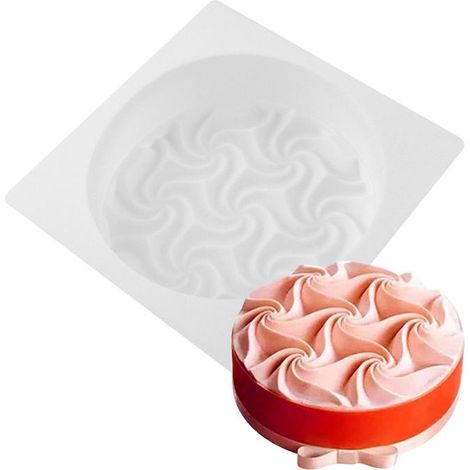 Moule à gâteau en silicone à motif spirale (blanc), plaque de cuisson antiadhésive à démoulage rapide, moule à gâteau mousse (1/5)