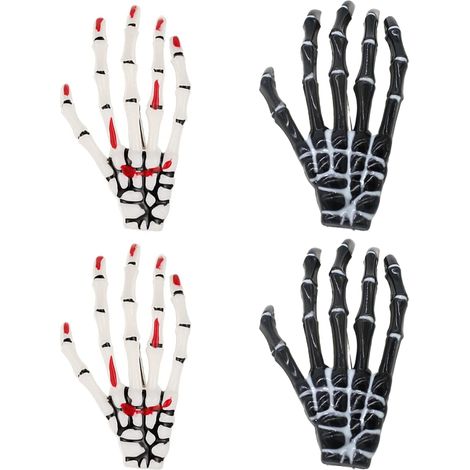 Lot de 4 Pinces à cheveux, Griffe squelette, Design créatif, Accessoire coiffure, Pour Halloween et déguisement (1/5)
