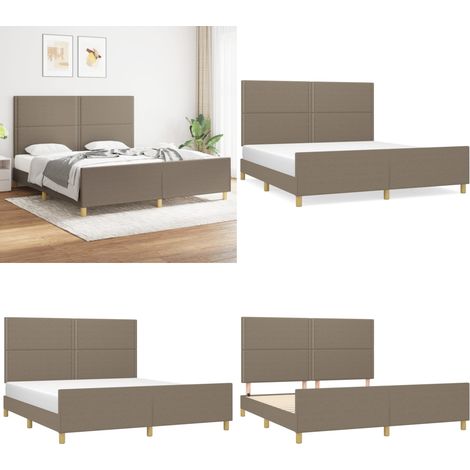 Bettgestell ohne Matratze Taupe 180x200 cm Stoff - Bettgestell - Doppelbett - Lattenrost - Kopfendeckung - Holzrahmen - Home & Living