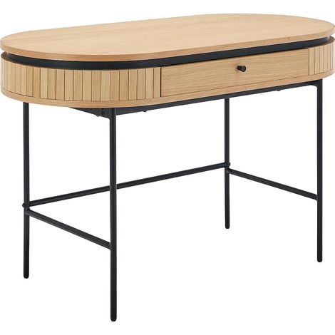 Bureau avec 1 tiroir - Placage chêne - Coloris : Naturel et noir - CARDIONA (1/5)