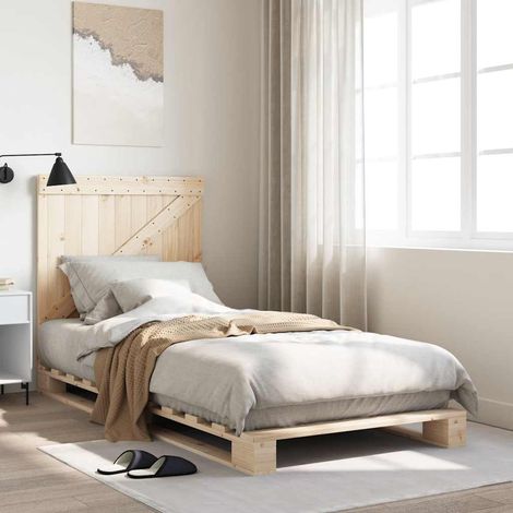 Estructura de cama con cabecero madera maciza de pino 90x200 cm vidaXL (1/5)