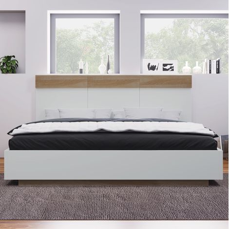 Letto matrimoniale sospeso in legno 140x200 OKMYHOME (1/5)