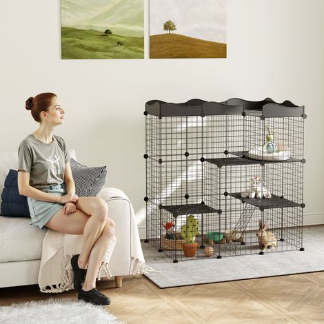 Enclos Modulaires Petits Animaux Plusieurs Niveaux Portes Rampes Larges Panneaux Résine Pp Compagnie 105x70x116cm