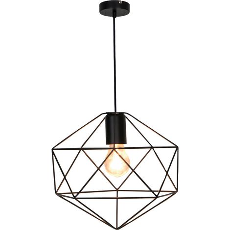 Suspension moderne Vega 150cm réglable métal noir compatible LED (1/4)