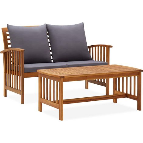 vidaXL Salon de jardin 2 pcs avec coussins bois d'acacia solide (1/5)