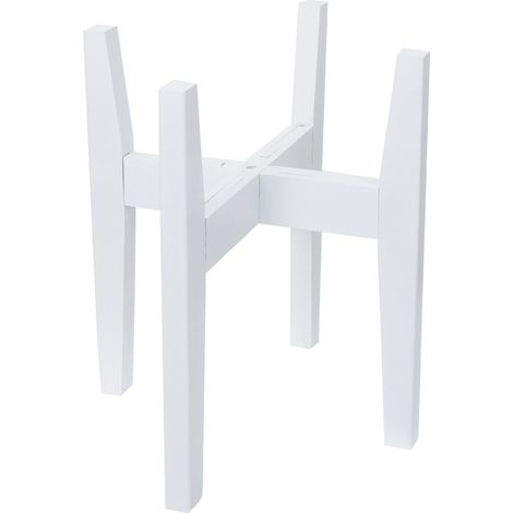 [NON UTILIZZATO] Portavasi in bambù HHG-358, supporto per vasi da fiori, alzata per vasi regolabile 30x27-37 cm, bianco