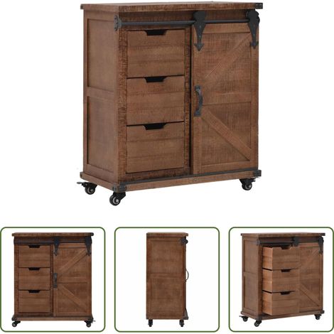Buffet bas - Armoire de rangement Bois de sapin massif 64x33,5x75 cm Marron (1/5)