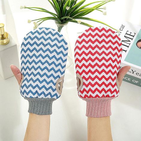 Gants exfoliants nettoyants en profondeur pour le corps, lot de 2 gants gommants pour la douche et le spa (1/5)