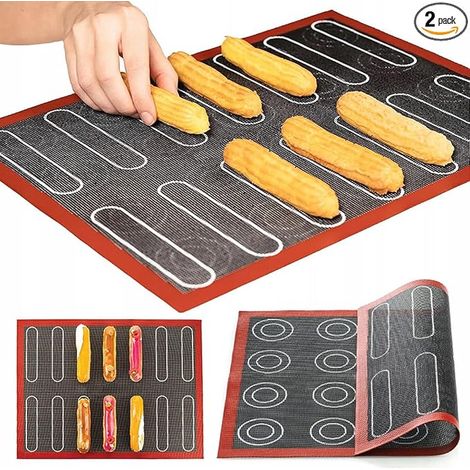 Tapis Macarons Patisserie, Tapis de Cuisson Silicone pour Four, Tapis Silicone Patisserie, Double Face, pour Macarons, 40 x 30 cm (1/5)