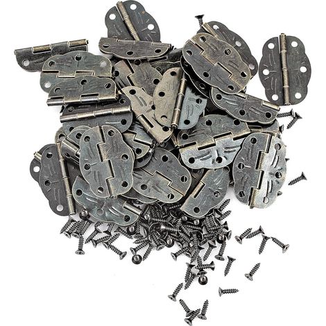 (40 Stück) Kleine Messingscharniere für Holzkästchen - geeignet für Schmuckkästchen, Vintage-Werkzeugkästchen, dekorative Holzkästchen und Schrankscharniere.