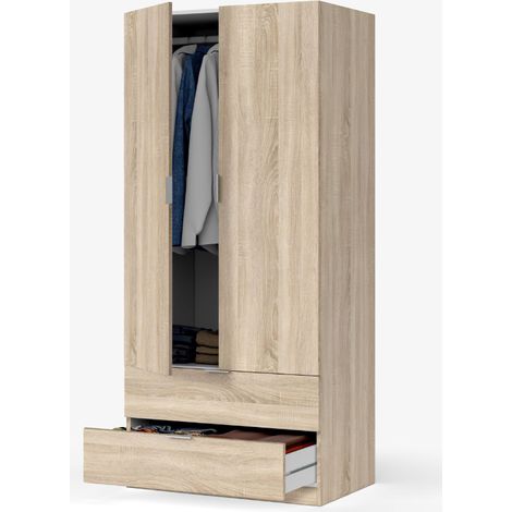 Kleiderschrank 81x52x180h cm mit 2 Türen und 2 Schubladen kanadische Eiche – Vercelli (1/5)
